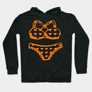 The cute kawaii Bikini swimsuit design in ORANGE - swimsuit design Hoodie